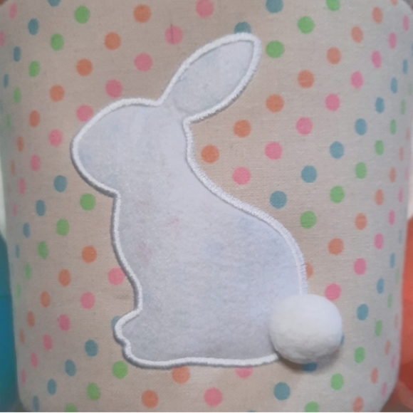 Polka Dot Easter Basket with Bunny Applique - Picture 2 of 9